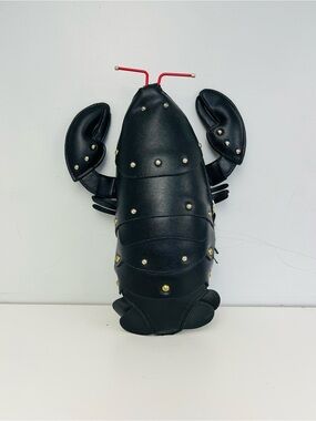 Black Studded Faux Leather Lobster Clutch